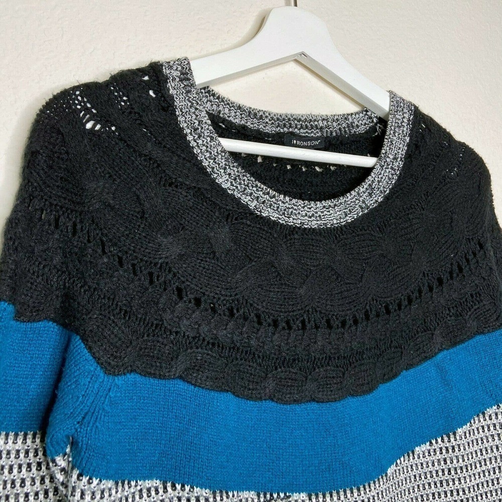 I Heart Ronson Mixed Knit Color Blocked Sweater - Picture 2 of 6